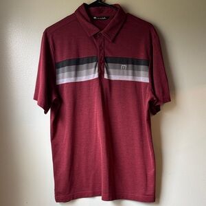 Travis Mathew Maroon Polo with Gray Stripes
